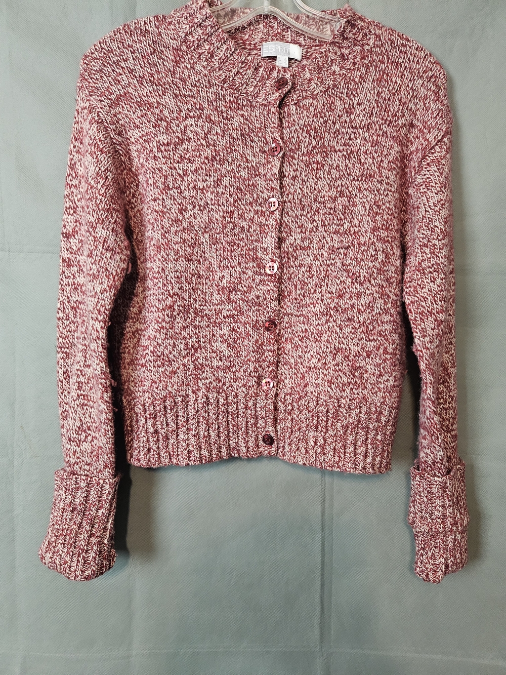Vintage Esprit Marled Pink and White Button-Front Cardigan